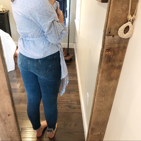 Zara Woman small oversized seersucker blue top - Picture 4 of 6